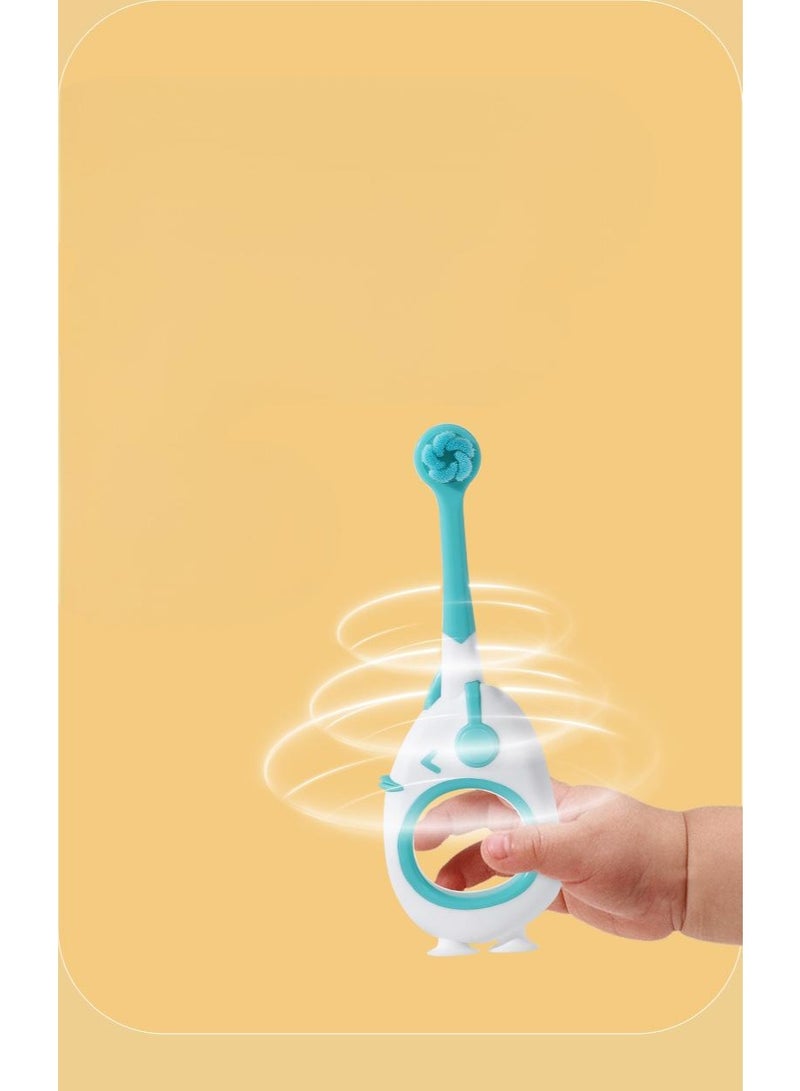 فرشاة أسنان للأطفال عبوة واحدة من 1 إلى 3 سنوات، فرشاة أسنان ناعمة مضادة للبكتيريا، فرشاة أسنان للأطفال بعمر 1-3 سنوات، كوب شفط على شكل بطة، شعيرات دقيقة - Image 5