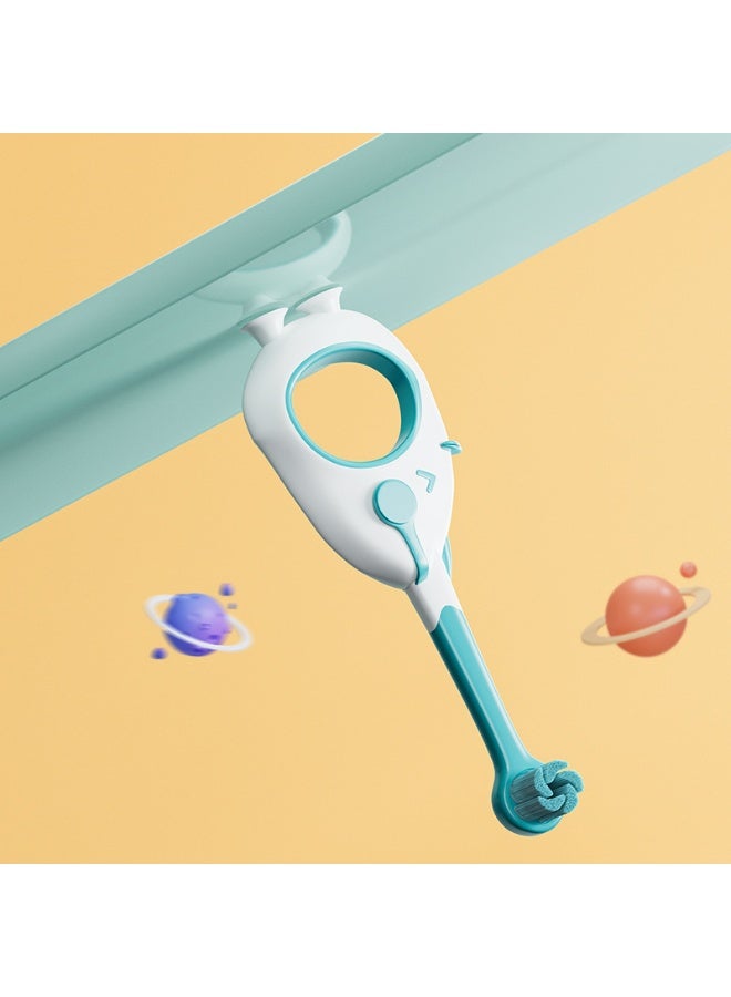 فرشاة أسنان للأطفال عبوة واحدة من 1 إلى 3 سنوات، فرشاة أسنان ناعمة مضادة للبكتيريا، فرشاة أسنان للأطفال بعمر 1-3 سنوات، كوب شفط على شكل بطة، شعيرات دقيقة - Image 2