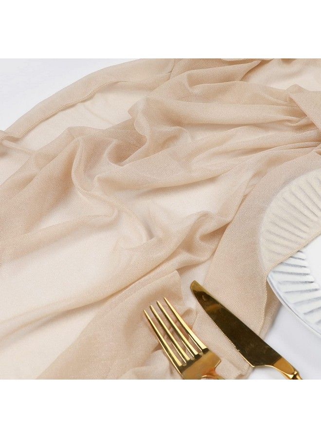WELTRXE 4 Pack Champagne Chiffon Table Runner 30X120 Inches Romantic Sheer Wedding Table Runner Glitter Brown Tulle Fabric Party Table Decorations For Wedding Birthday Party Bridal & Baby Shower - Image 5