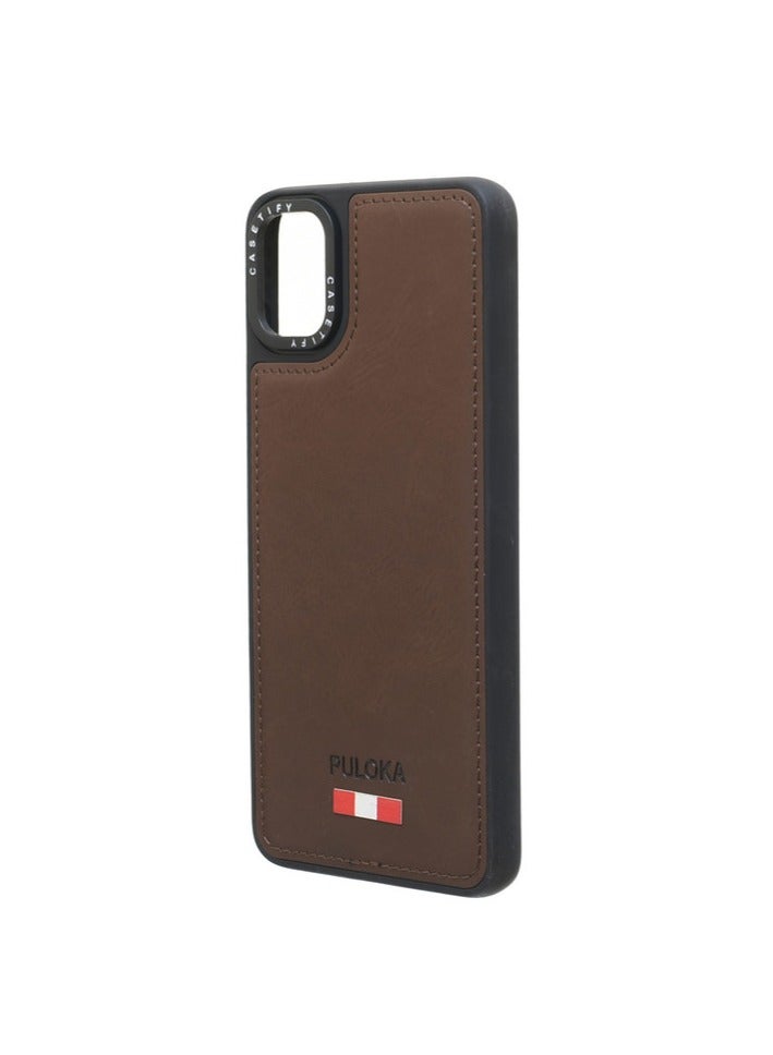 Leather Silicone And Plastic Back Phone Protection Cover For Samsung Galaxy A05 - Brown - Image 3