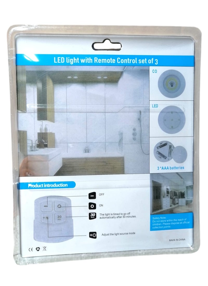 Led - Set Of 3 Wireless Adjustable Led Brightness Lights With Remote Control - Image 1
