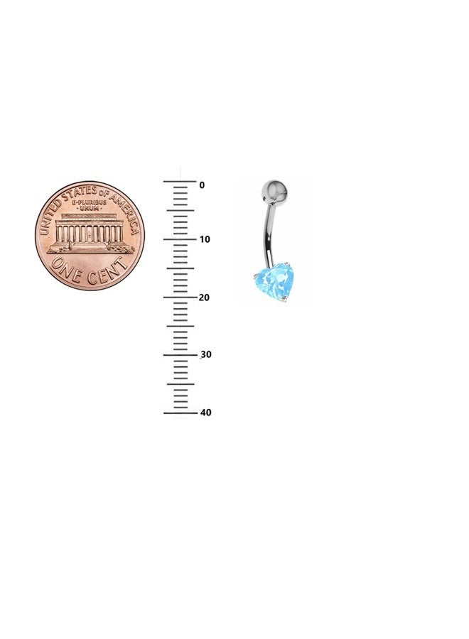 Ritastephens 14k Solid Gold Genuine Blue Topaz Heart Belly Button Navel Ring Body Art (Yellow or White), Blue Topaz White Gold, blue-topaz - Image 3