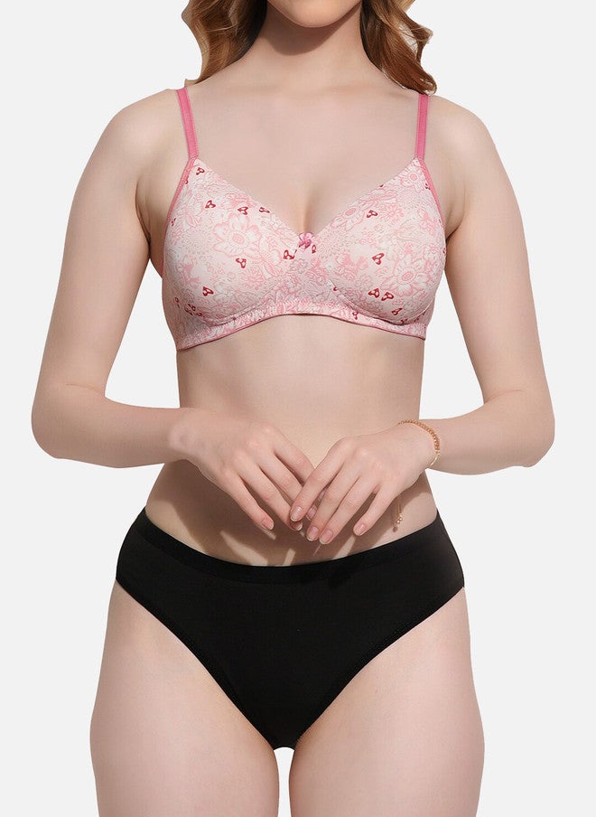 FIMS Printed Lightly Padded Lingerie Set in Pink and Black - Image 5