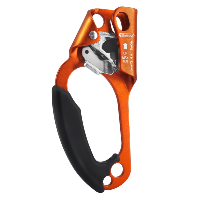 NewDoar Left Hand Ascender Rock Climbing Tree Arborist Rappelling Gear Equipment CE Certified Rope Clamp for 8~13MM Rope(Left Orange) - Image 1