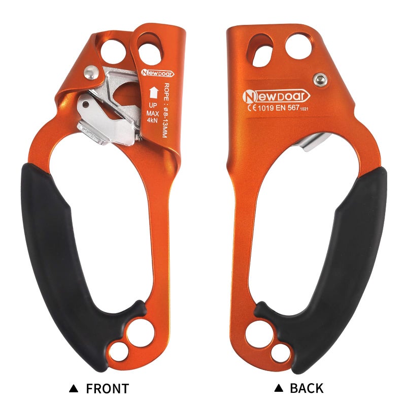 NewDoar Left Hand Ascender Rock Climbing Tree Arborist Rappelling Gear Equipment CE Certified Rope Clamp for 8~13MM Rope(Left Orange) - Image 4