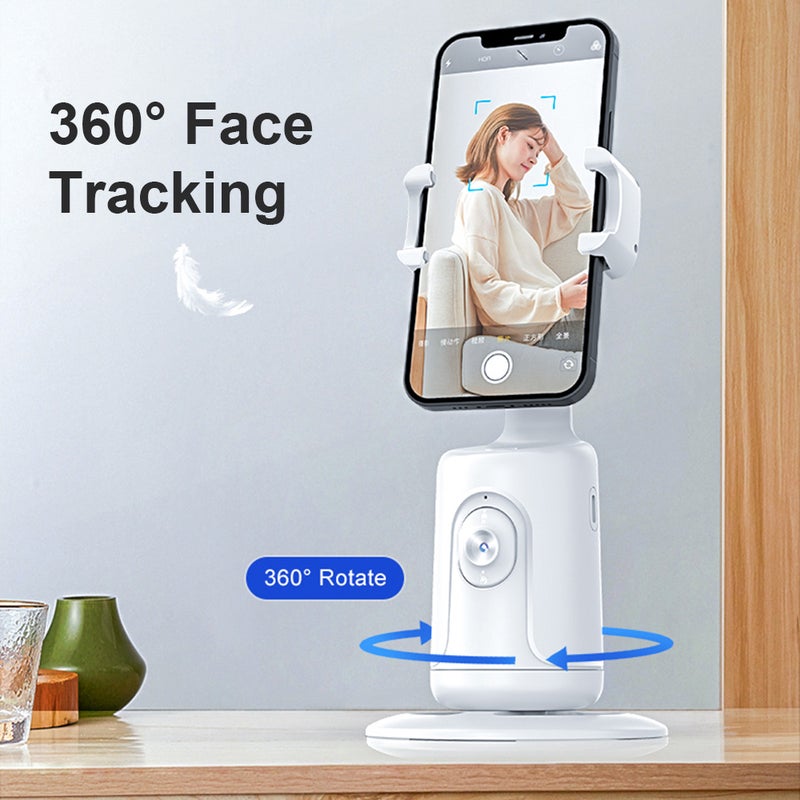 جيمبال متتبع لوجه آلي ذكي بزاوية 360 درجة، مستقر لصور سيلفي على سطح المكتب، كاميرو روبوتي مع عدسة قابلة للتعديل وقاعدة مستقرة لحامل الهواتف المحمولة لتصوير الفلوجات (Vlog) والبث المباشر والمحادثات الفيديو - Image 2