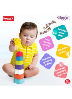 Funskool Funskool Giggles - Build N Tilt Number Cubes, Multicolour Cubes, Cubes with Numbers, Stack and Nest, 12 Months and Above, 2 Modes of Stacking Straight Stack and Slant Stack  - Image 4