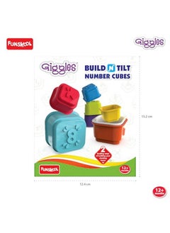 Funskool Funskool Giggles - Build N Tilt Number Cubes, Multicolour Cubes, Cubes with Numbers, Stack and Nest, 12 Months and Above, 2 Modes of Stacking Straight Stack and Slant Stack  - Image 5