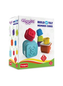 Funskool Funskool Giggles - Build N Tilt Number Cubes, Multicolour Cubes, Cubes with Numbers, Stack and Nest, 12 Months and Above, 2 Modes of Stacking Straight Stack and Slant Stack  - Image 1