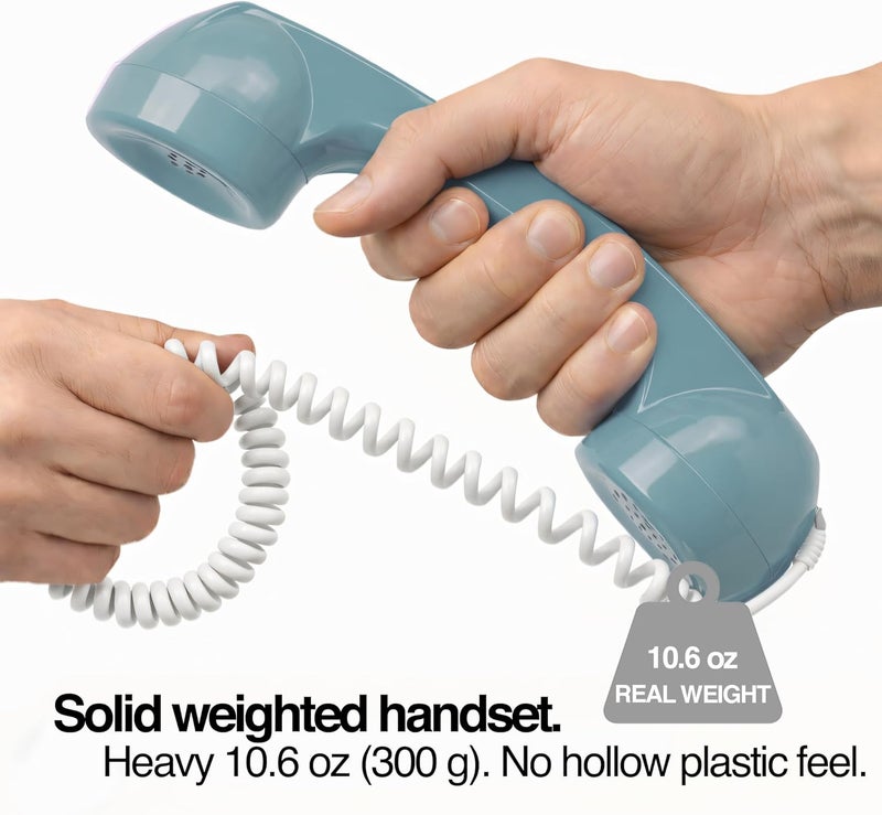 Opis Technology Opis 60s Micro : Retro Phone Handset/USB Handset/Handset for Cell Phone/Phone Receiver for Cell Phone/Retro Telephone Handset/Retro Phone for Cell Phone/Retro Mobile Phone (Azure) - Image 5