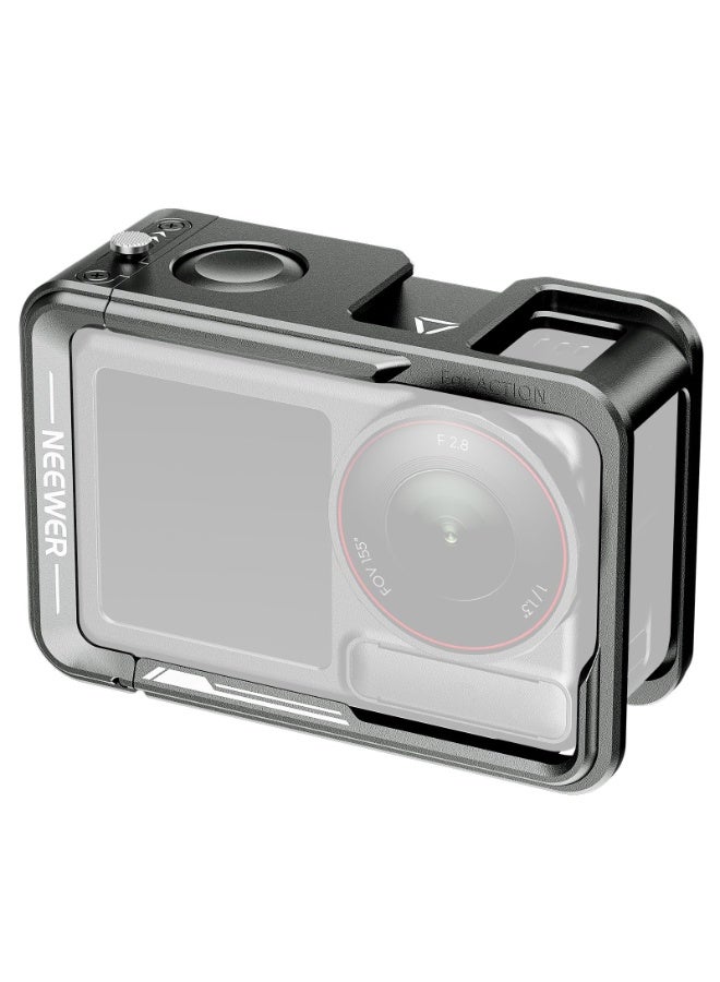 Neewer Cage for Action 5 Pro, Protective Metal Video Rig with Cold Shoe, 1/4" Thread, Shutter Button Compatible with DJI Osmo Action 5 Pro Action 4 Action 3 DJI Mic DJI Magnetic Adapter Mount  - Image 1