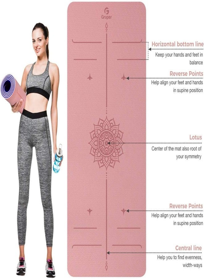 Gruper Yoga Mat Non Slip,TPE 6MM 8MM Thick Exercise Mat with Carrying Strap,Yoga Mats for Beginners Women Men,Workout Mats for Home, Pilates and Floor Exercises 72"L x 32"W x 8mm A-Pink - Image 2