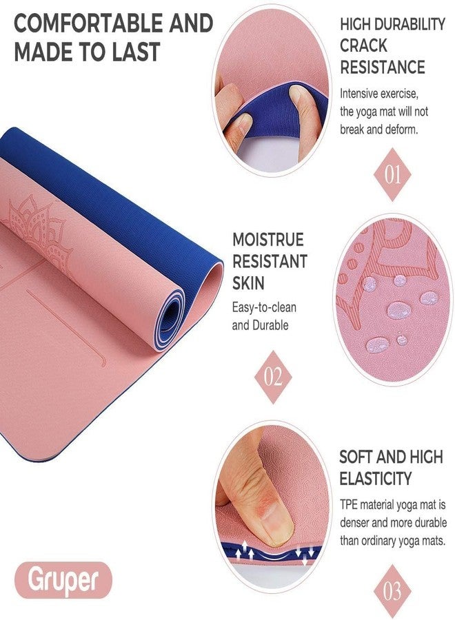 Gruper Yoga Mat Non Slip,TPE 6MM 8MM Thick Exercise Mat with Carrying Strap,Yoga Mats for Beginners Women Men,Workout Mats for Home, Pilates and Floor Exercises 72"L x 32"W x 8mm A-Pink - Image 5