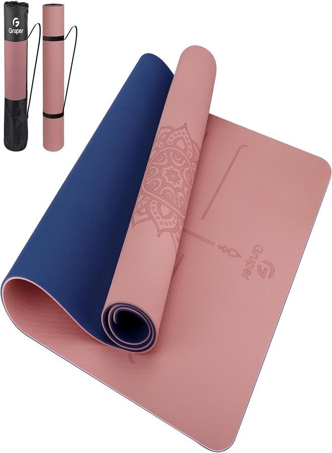 Gruper Yoga Mat Non Slip,TPE 6MM 8MM Thick Exercise Mat with Carrying Strap,Yoga Mats for Beginners Women Men,Workout Mats for Home, Pilates and Floor Exercises 72"L x 32"W x 8mm A-Pink - Image 1