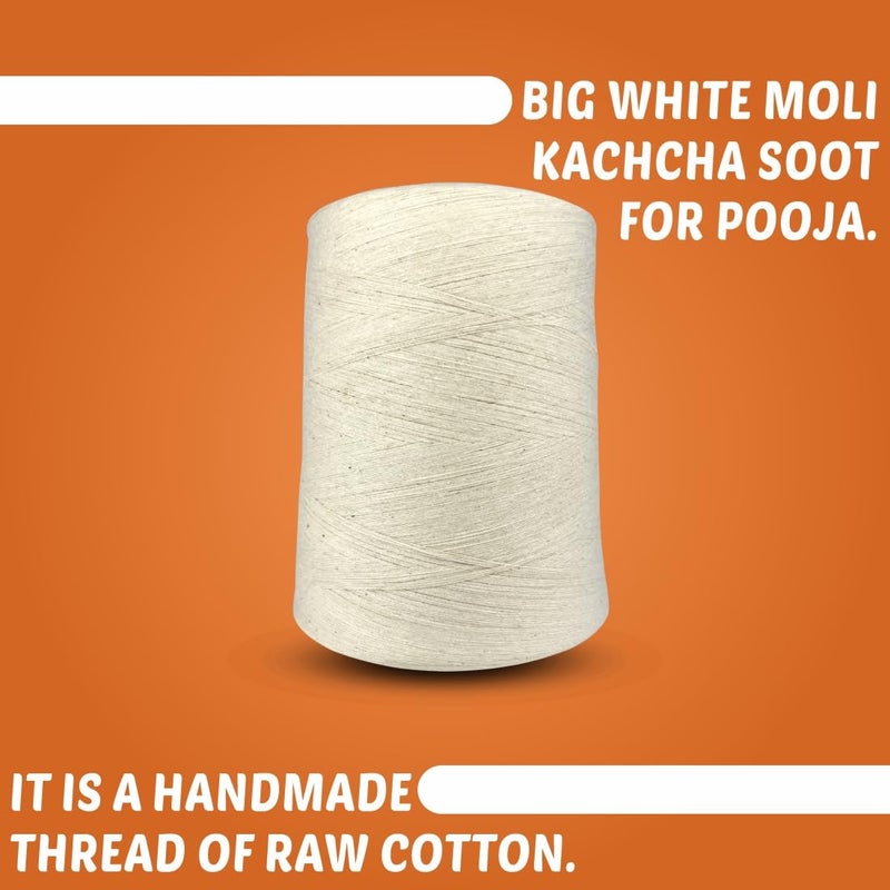 DOKCHAN Kacha Sutra sutali kukari kacha sut raw Yarn White Three Tar 3000 Meter sutali for Pooja Pack of 1 - Image 4
