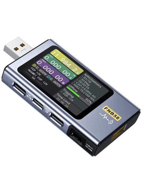 جهاز اختبار طاقة USB C 4-28 فولت 7 أمبير LCD A&C متعدد الجهد والتيار مع بلوتوث، كشف سريع للشحن، قياس قدرة الشحن السريع قياس التموج PD2.0 PD2.0 PD3.0 QC2.0 QC3.0