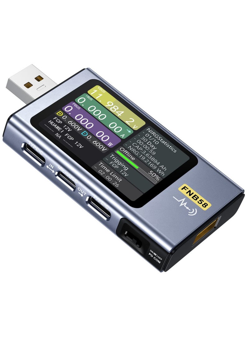 سيوسي - جهاز اختبار طاقة USB C 4-28 فولت 7 أمبير LCD A&C متعدد الجهد والتيار مع بلوتوث، كشف سريع للشحن، قياس قدرة الشحن السريع قياس التموج PD2.0 PD2.0 PD3.0 QC2.0 QC3.0 - Image 1