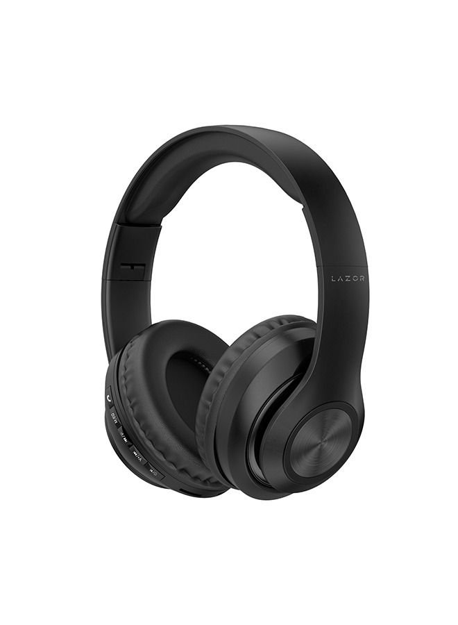 Lazor Jazz + Wireless On-Ear Headphones  Easy Hands-Free Calling, Bluetooth|6 EQ sound Effects Audio EA205 Black - Image 1
