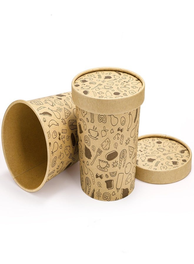 Cedilis 50 Pack Paper Soup Containers with Lids, 16 oz Disposable Kraft Food Containers for Ice Cream, Hot or Cold Soup, Yogurt - Image 5