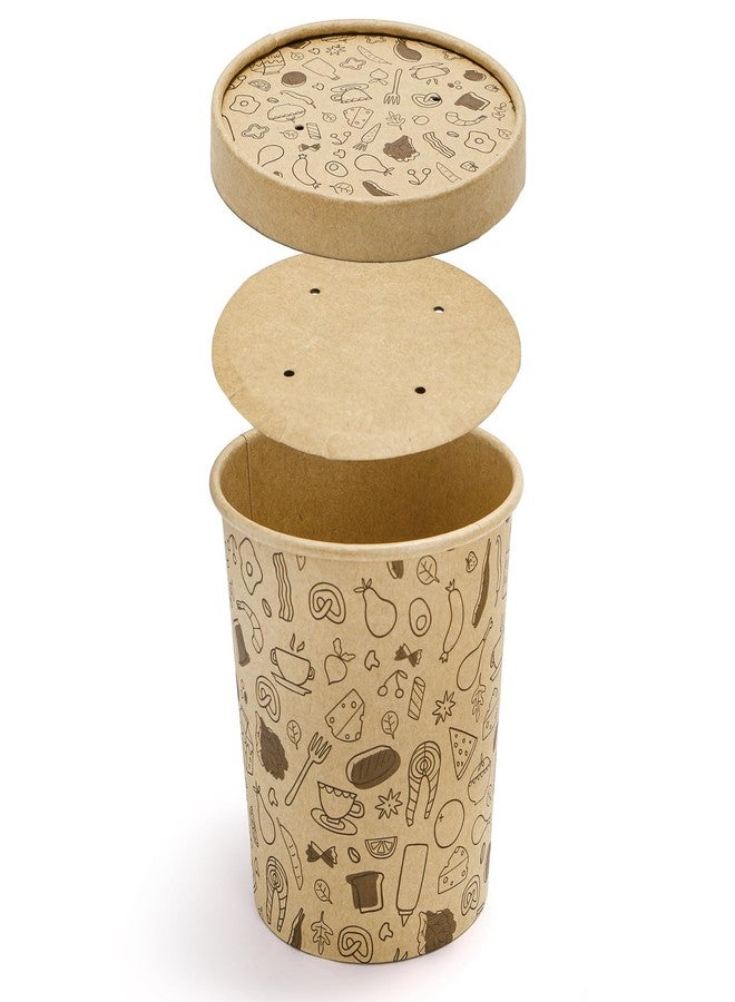 Cedilis 50 Pack Paper Soup Containers with Lids, 16 oz Disposable Kraft Food Containers for Ice Cream, Hot or Cold Soup, Yogurt - Image 3