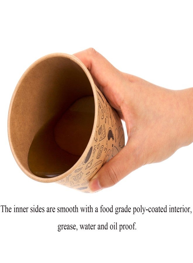 Cedilis 50 Pack Paper Soup Containers with Lids, 16 oz Disposable Kraft Food Containers for Ice Cream, Hot or Cold Soup, Yogurt - Image 4