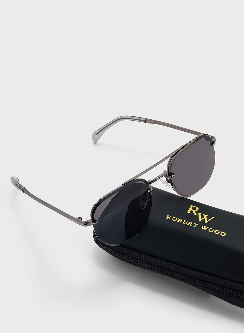 Robert Wood Polarized Lens Square Aviator Sunglasses
