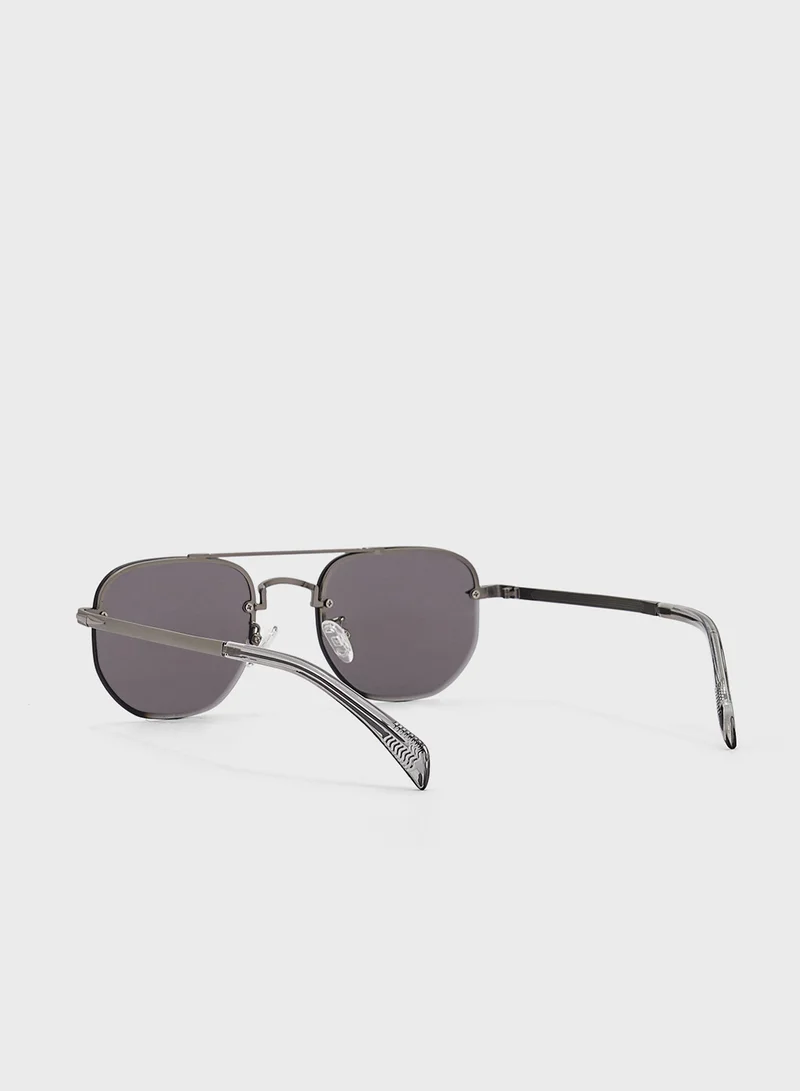 Robert Wood Polarized Lens Square Aviator Sunglasses