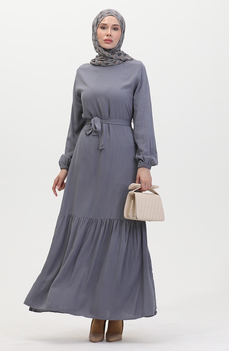 Sefa Merve Belted Dress 0512-05 Anthracite - Image 1