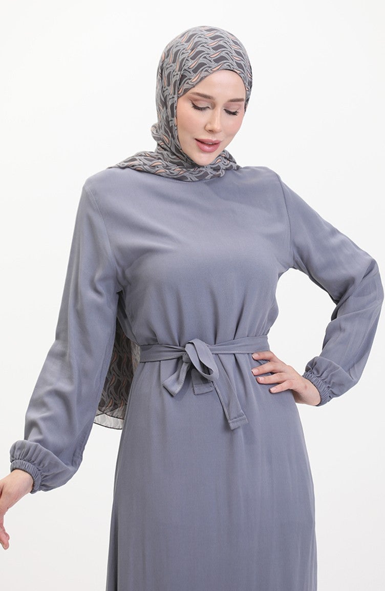 Sefa Merve Belted Dress 0512-05 Anthracite - Image 4