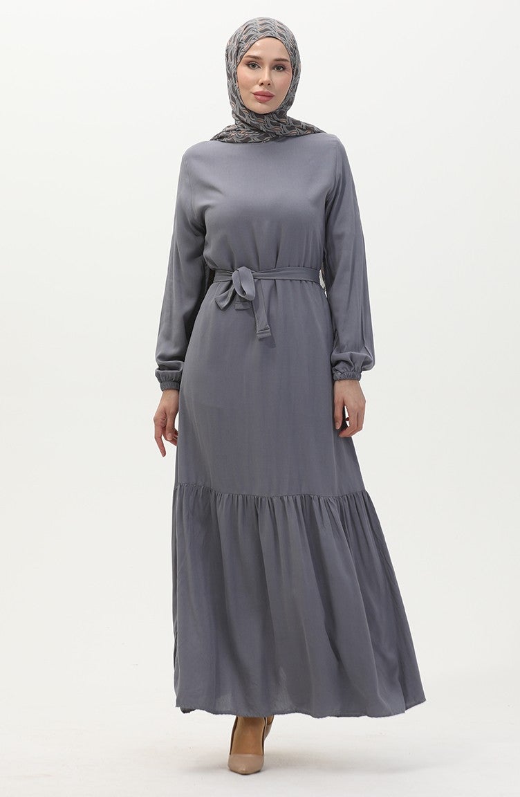 Sefa Merve Belted Dress 0512-05 Anthracite - Image 3
