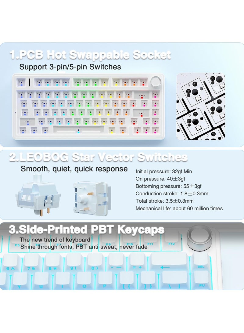 أولا لوحة مفاتيح ميكانيكية لاسلكية F75 مع لوحة مفاتيح ألعاب بإضاءة خلفية RGB - Image 5