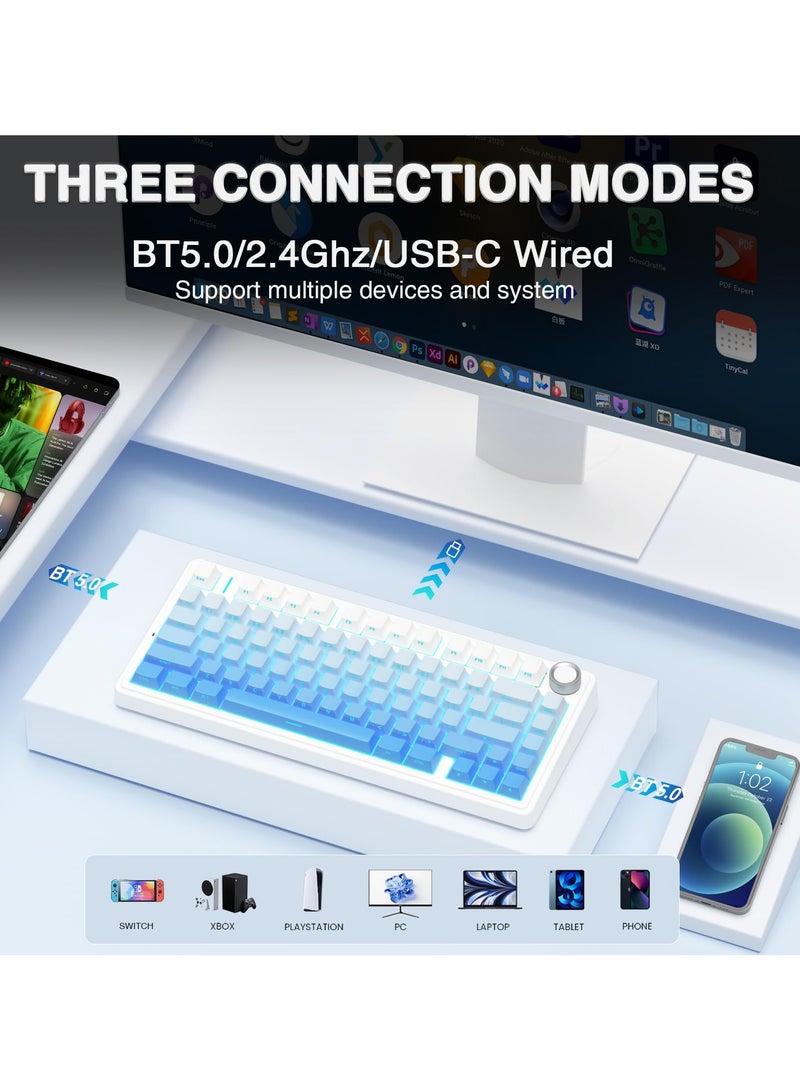 أولا لوحة مفاتيح ميكانيكية لاسلكية F75 مع لوحة مفاتيح ألعاب بإضاءة خلفية RGB - Image 3