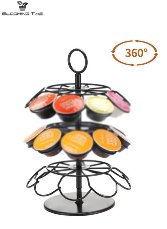 BLOOMING TIME 3-Layer Countertop Coffee Capsule Storage Rack, Space-Saving, Rotatable 360 Degrees  - Image 2