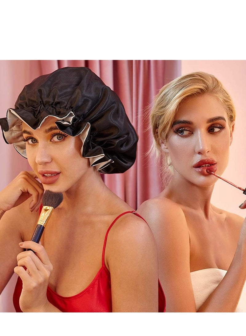 Excefore Silk Satin Sleep Bonnet for Women | Natural Hair Satin Bonnet | XL Double Layer Hair Cap | Reversible Soft Night Cap for Haircare - Image 4