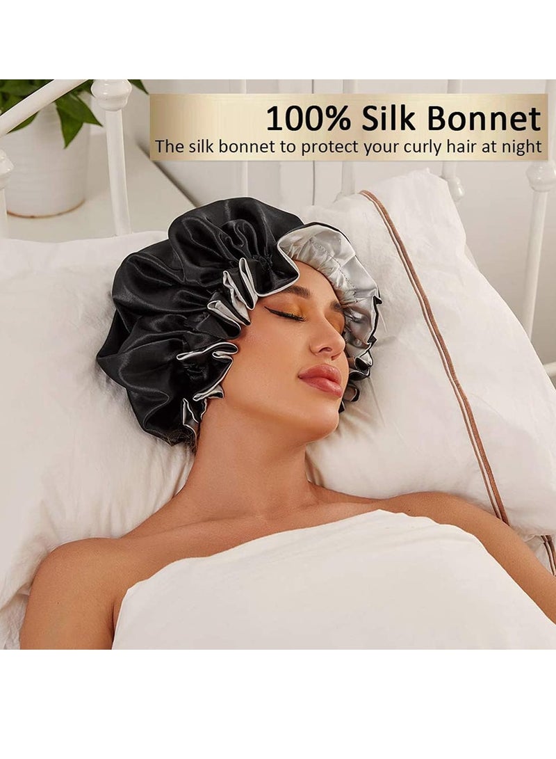 Excefore Silk Satin Sleep Bonnet for Women | Natural Hair Satin Bonnet | XL Double Layer Hair Cap | Reversible Soft Night Cap for Haircare - Image 2