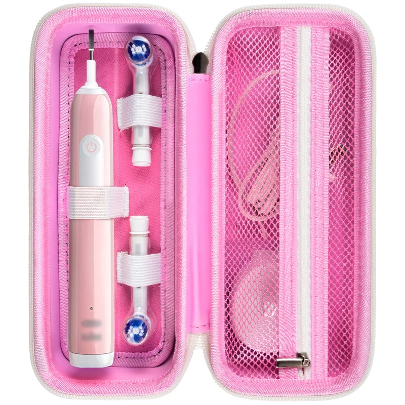 Comecase Toothbrush Travel Case Compatible with Oral-B Pro 1000, 2000, 3000, 3500, 1500/ for Philips Sonicare ProtectiveClean 4100 5100 Electric Toothbrush with Mesh Pocket for Accessories - Pink (Bag Only) - Image 1