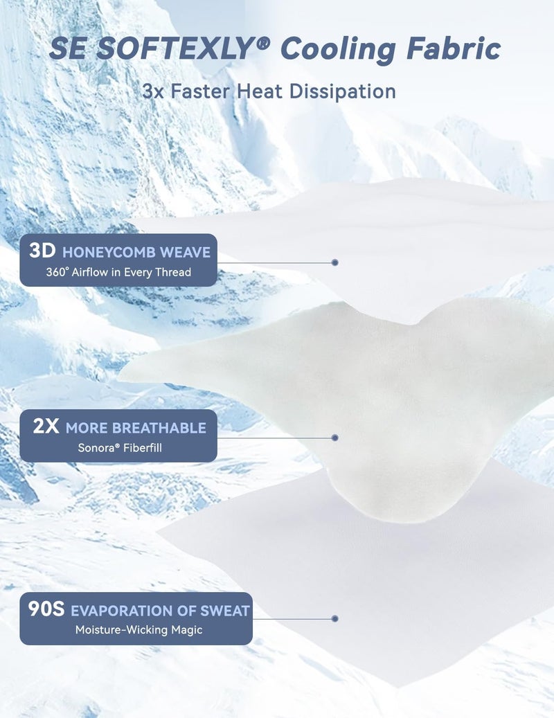 SE SOFTEXLY ® Cooling Comforter Twin Size, All Season Lightweight Summer Blanket for Hot Sleepers & Night Sweats, Breathable Soft Bedding, Silk Smooth Finish, 68"x90", Snow White - Image 3