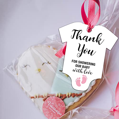 TENTADO Pink Little Feet Baby Shower Favor Tags - Pack of 50, Includes Onesie Gift Tags and Thank You Notes - Image 5