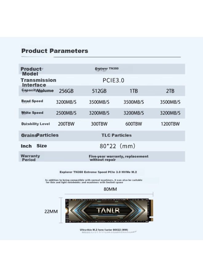 Tanlr Explorer 512gb Ssd, Nvme Protocol, M.2 Interface, Selected Tlc Particles, All-in Desktop Laptop Hard Drive Accessory, Jinren Tn350 - Image 2