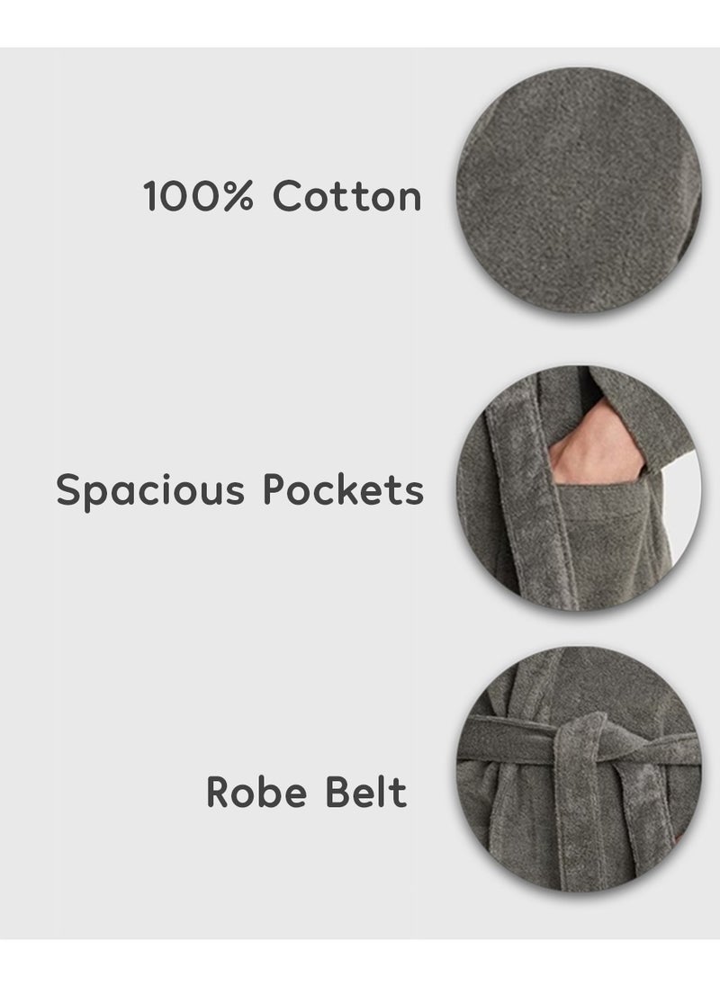Home Essentials Home Essentials - Unisex hooded bathrobe - 100% cotton, super soft, highly absorbent for women and men - Ideal for daily use, unisex and adult  - Image 2
