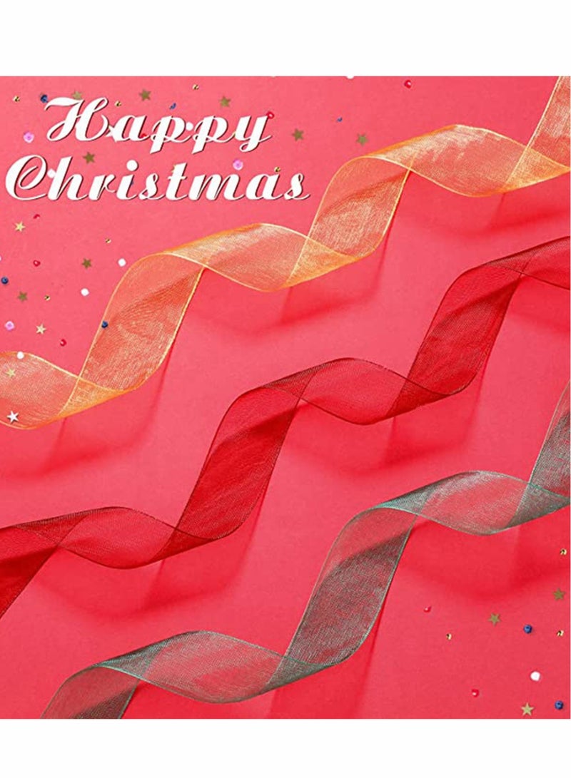 6 Rolls of Sheer Chiffon Ribbon for Gift Wrapping and Decoration in Vibrant Colors for Weddings and Special Occasions - Image 3