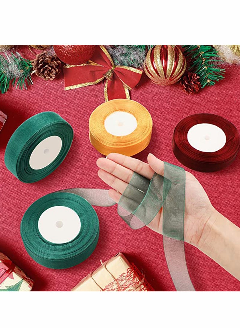 6 Rolls of Sheer Chiffon Ribbon for Gift Wrapping and Decoration in Vibrant Colors for Weddings and Special Occasions - Image 4