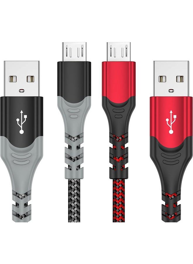 KOOWOD PS4 Controller Charger Charging Cable – 2 Pack 10FT Nylon Braided Micro USB 2.0 High Speed Data Sync Cord for PlayStation DualShock 4, Xbox One S/X Controller, Android Phones - Image 1