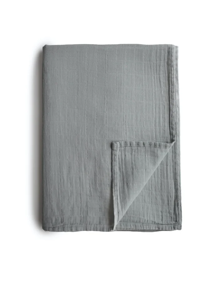 mushie Swaddle Blanket Organic Cotton  - Belgian Grey