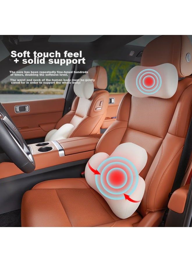 helloleiboo oleiboo Car Headrest And Lumbar Support Set, Neck Pillow And Back Cushion For Vehicles, Universal Memory Foam Seat Backrest Pillow - Image 4