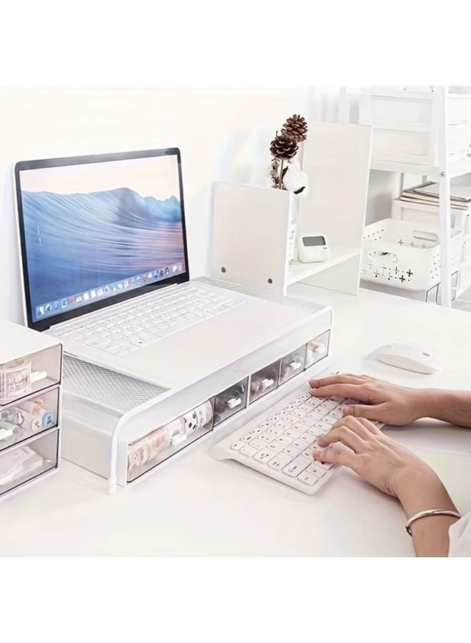 حامل شاشة قياسي مستطيل أحادي الطبقة مع رف تخزين مدهون - Image 2