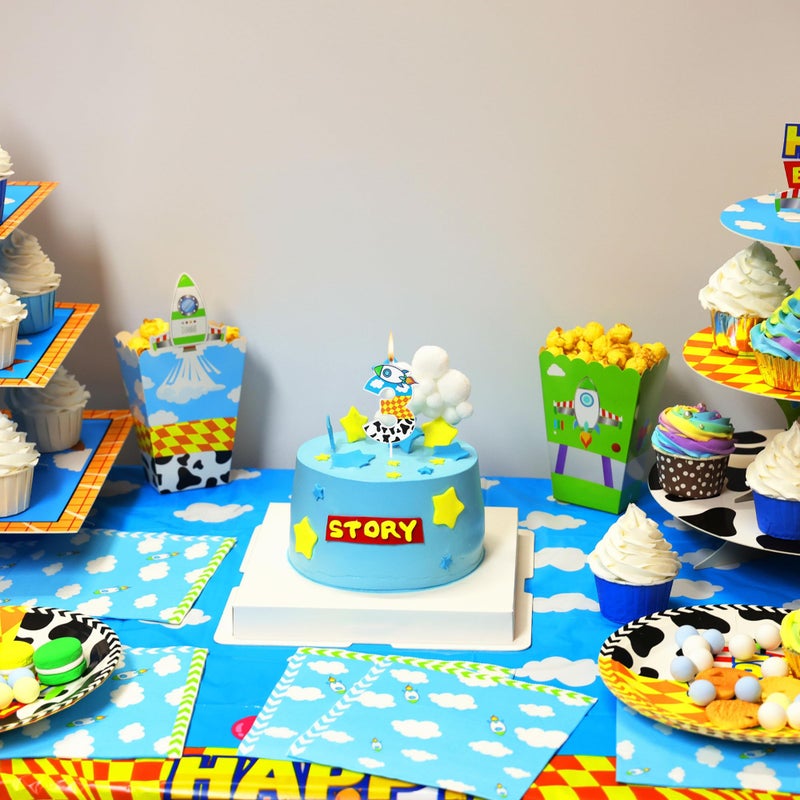 CHENRINDECO Cartoon Story Birthday Candle Blue Sky White Cloud Rocket Candle Toy Theme Birthday Party Supplies (Number 3) - Image 2