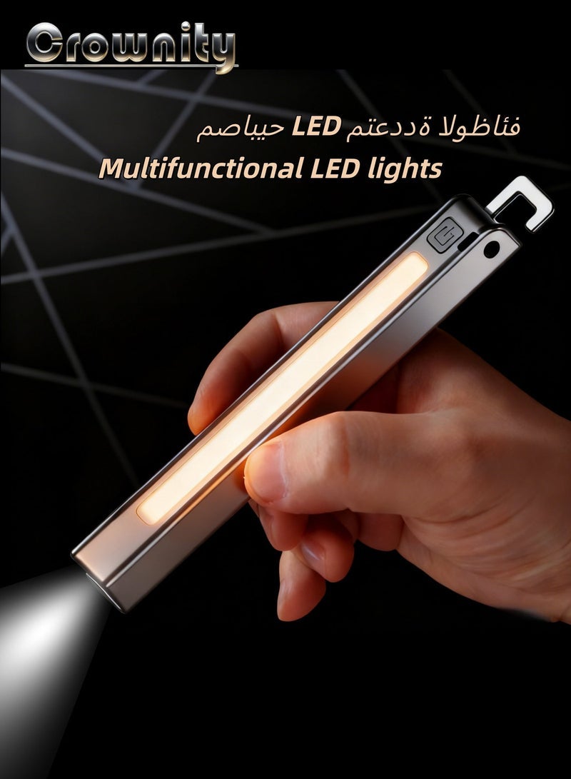 Crownity Flashlight Rechargeable TYPE-C Multifunctional LED Torch Light with 6 Light Modes – tactical flashlight 180° Foldable Magnetic Work Light with Hook, Mini Pocket Flashlight, Waterproof Long Range Torch for Car, Camping, Hiking & Emergency Use - Image 3