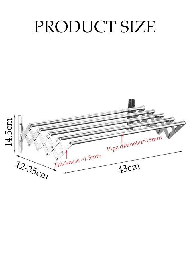 DUNISO Wall Mounted Clothes Drying Rack，Laundry Drying Rack Collapsible，Stainless Steel Clothes Drying Rack，Rust Resistant and Durable，Strong Load Bearing Capacity，Suitable for Bathroom Balcony Use  - Image 2