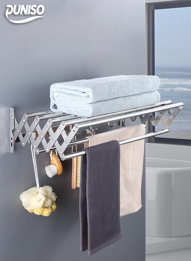 DUNISO Wall Mounted Clothes Drying Rack，Laundry Drying Rack Collapsible，Stainless Steel Clothes Drying Rack，Rust Resistant and Durable，Strong Load Bearing Capacity，Suitable for Bathroom Balcony Use  - Image 1